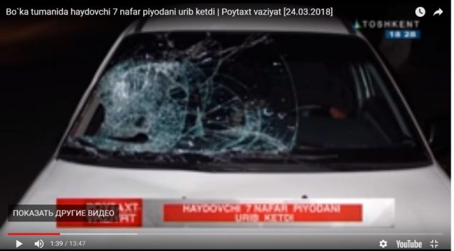 В Ташкентской области водитель сбил 7 пешеходов (видео)