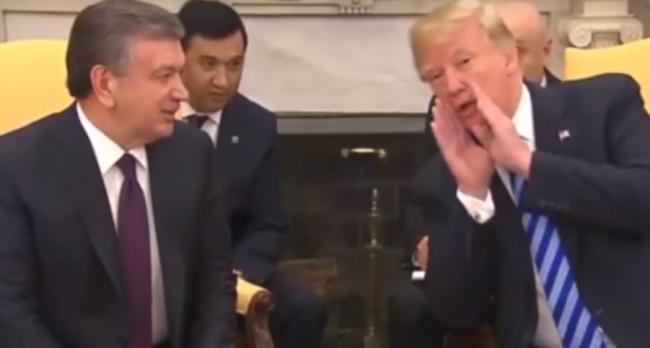 Трамп пошутил во время встречи с Мирзиёевым (видео)