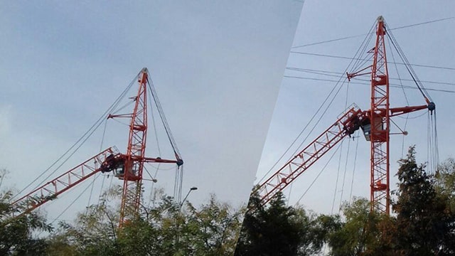 В Ташкенте рухнул большой строительный кран
