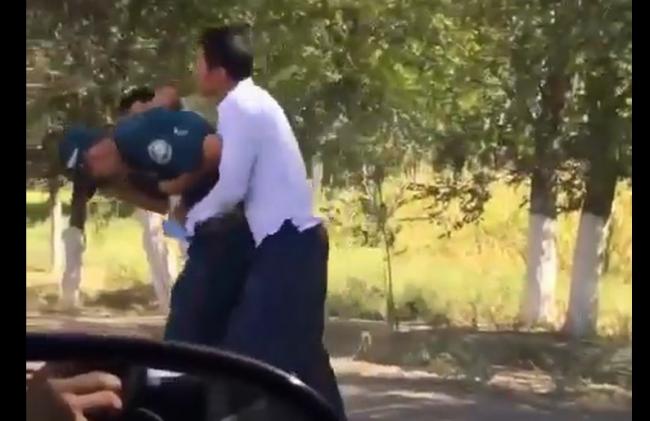 Видео: Двое мужчин применили физическую силу в отношении инспектора ДПС