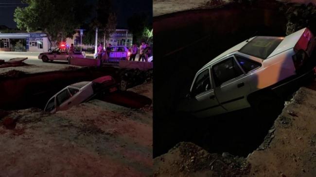 Автомобиль упал в строительную яму в Ташкенте