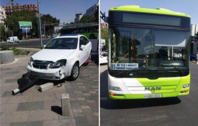В Ташкенте пассажирский автобус попал в ДТП
