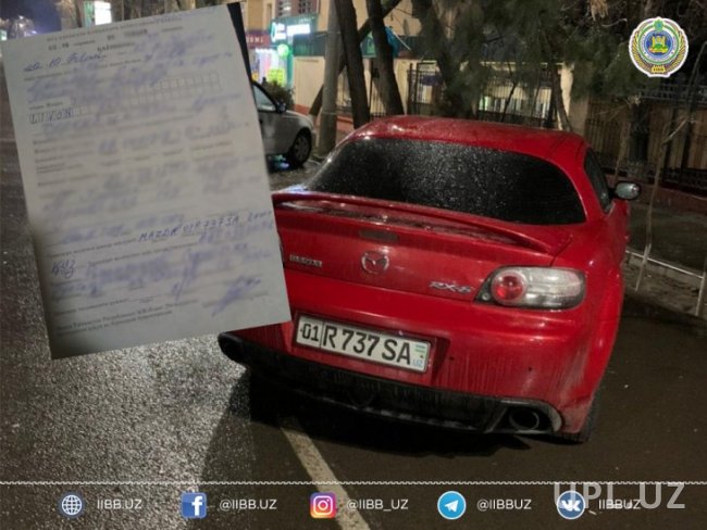 В Ташкенте оштрафовали водителя Mazda за ночной дрифт в центре города