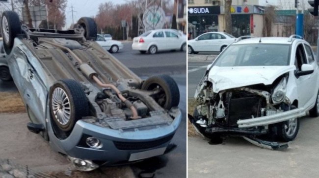 В Ташкенте произошло страшное ДТП с участием двух автомобилей Spark