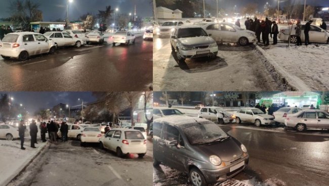 В Ташкенте произошло ДТП с участием сразу шести автомобилей