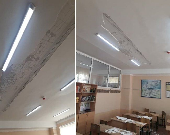 В Янгиюле в результате частичного обрушения потолка учебного класса пострадали дети