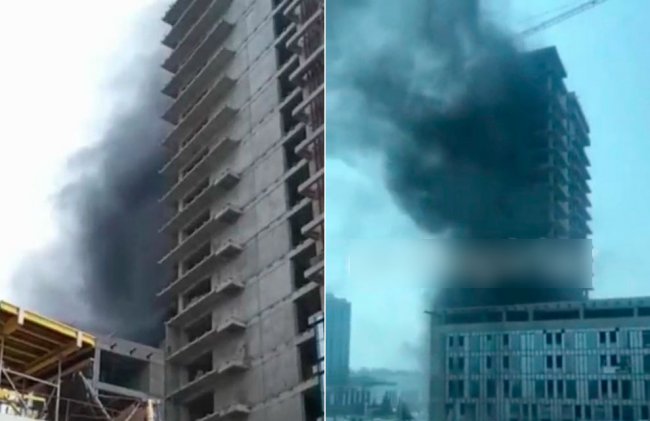 Видео: В строящемся небоскребе Nest One в Tashkent City случился пожар