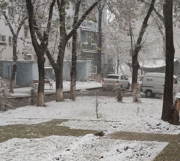 В Ташкенте наблюдается грязный снег