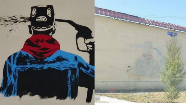 В Ташкенте нарисовали граффити о повышении цен на бензин