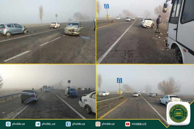В Ташкентской области произошло крупное ДТП из-за тумана