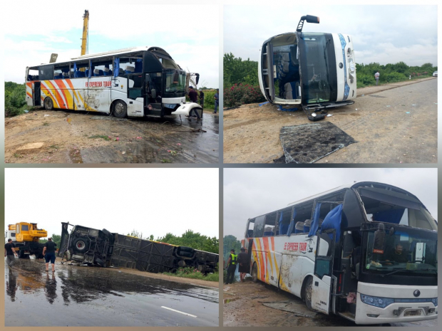 В Навоийской области опрокинулся автобус с пассажирами