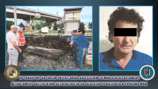 Пенсионер пытался своровать деревянные шпалы на путях станции Ахунбабаев в Ферганской области