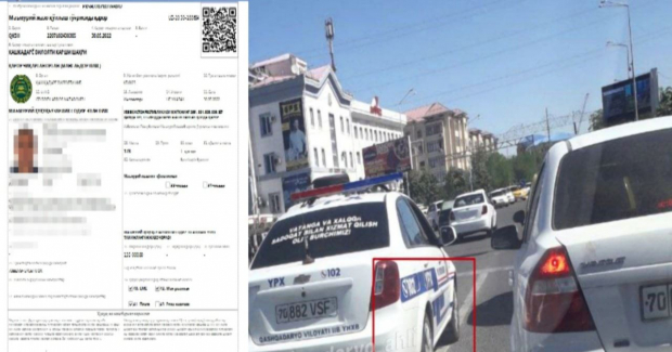 Сотрудника ДПС в Карши оштрафовали за нарушение ПДД