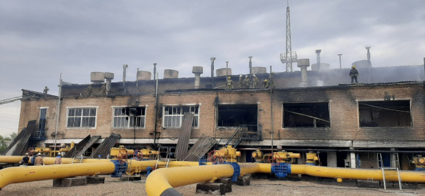 На газовой компрессорной станции в Кагане произошёл пожар
