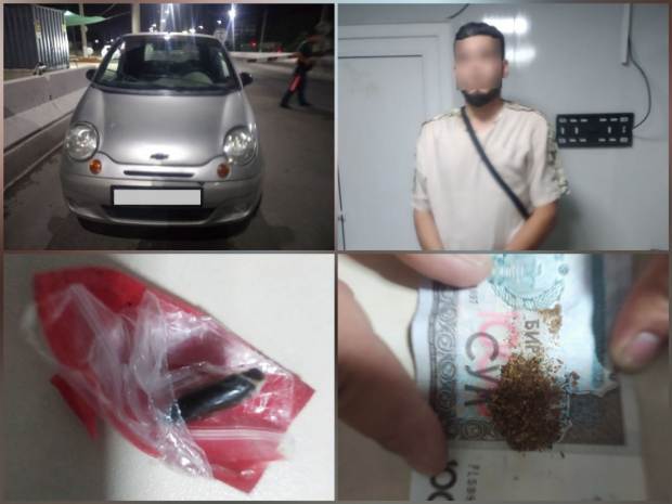 В автомобиле «Matiz», который въезжал в Ташкент, обнаружены запрещённые наркотические вещества