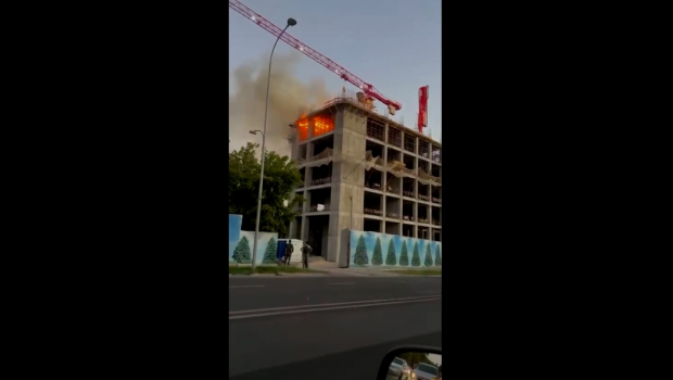 В Ташкенте произошёл очередной пожар на строительной площадке многоэтажного здания