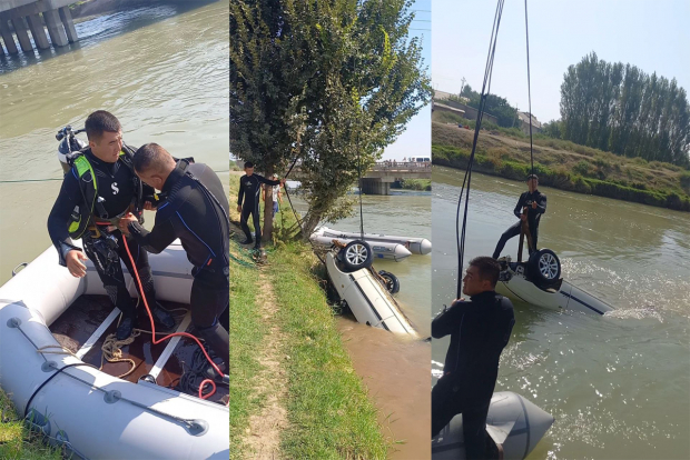 В Ташкентской области водитель не справившись с управлением упал в канал