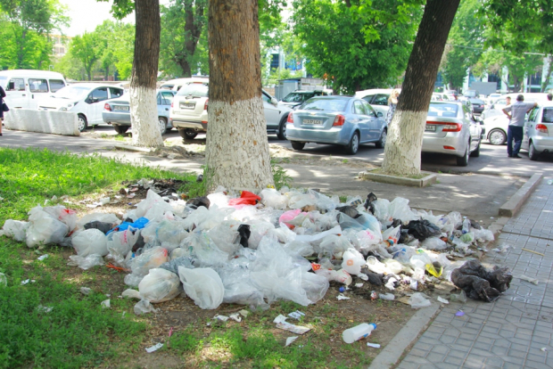 Россияне удивлены отсутствием мусорных баков в Ташкенте