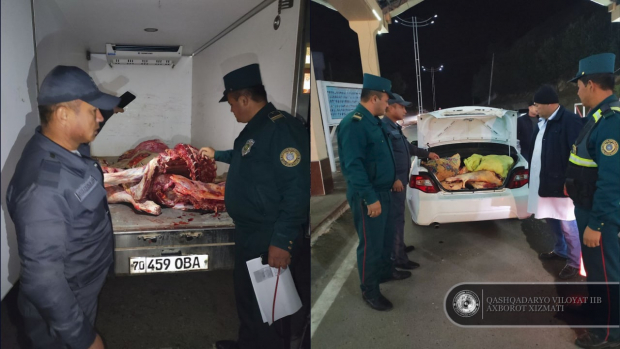 Из Кашкадарьи в Ташкент пресечена перевозка 250кг непригодного мяса