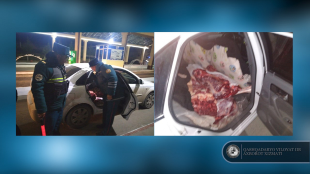 Из Кашкадарьи в Ташкент пытались незаконно перевезти 200кг мяса неизвестного происхождения