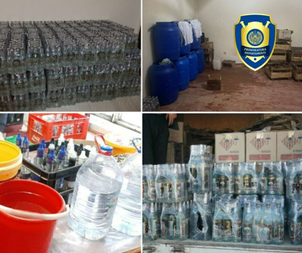 В Каракалпакстане выявили подпольный цех по производству водки "Каратау"