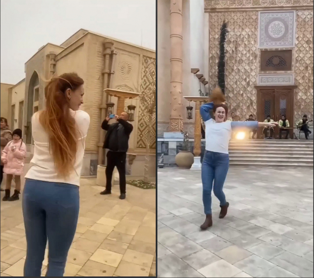 Пользователи обсуждают энергичный танец туристки — видео