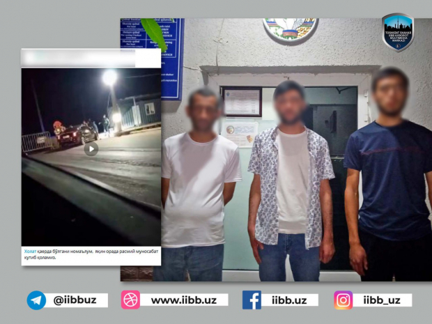 В Ташкенте арестовали троих мужчин, которые оказали сопротивление сотрудникам ДПС - видео