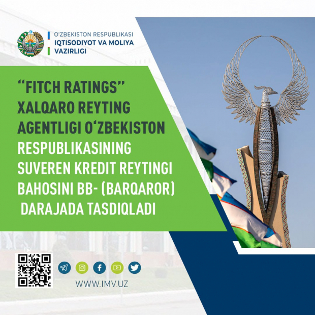 Агентство Fitch Ratings подтвердило оценку суверенного кредитного рейтинга Республики Узбекистан