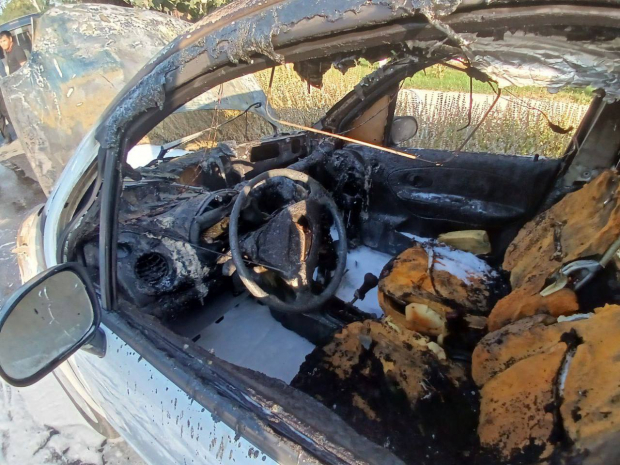 В Андижане полностью сгорел автомобиль «Matiz»