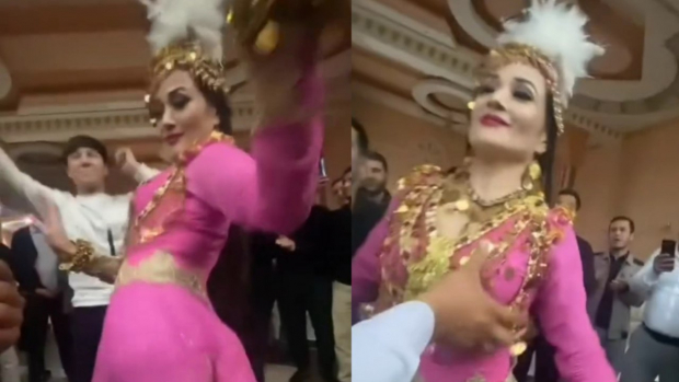На узбекской свадьбе мужчина облапал девушку — видео