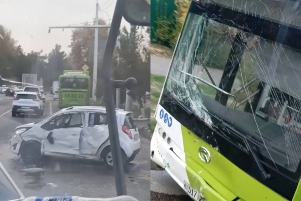В Ташкенте произошло ДТП с участием пассажирского автобуса и легковушки