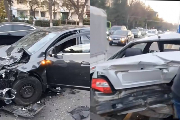 В Ташкенте столкнулись пять машин, есть пострадавший — видео