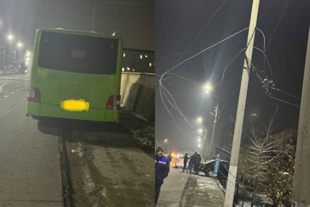 В Ташкенте автобус снес электрический столб, оставив жителей двух махаллей без света
