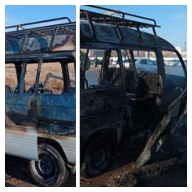 В Навоийской области сгорел автомобиль «Damas»