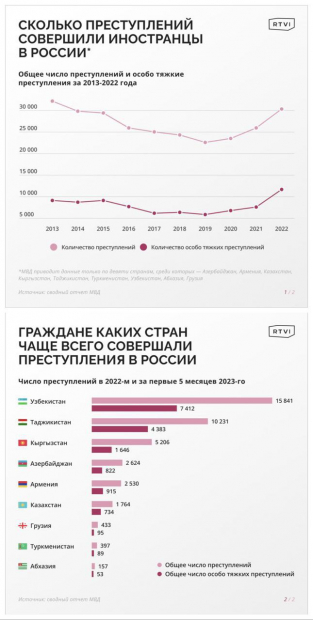 МВД РФ: В России чаще всего к уголовной ответственности привлекаются граждане Узбекистана