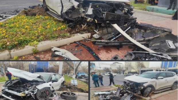 В Ташкенте столкнулись три автомобиля, есть пострадавшие - видео