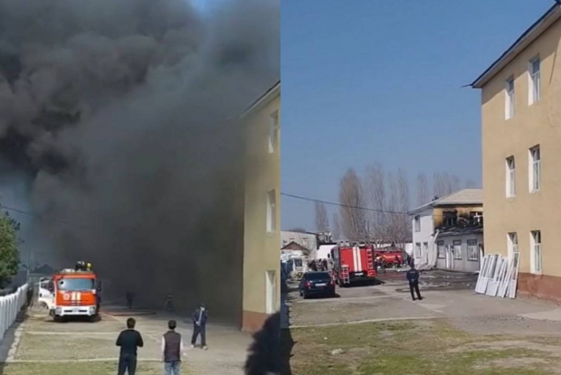 В Андижане произошёл пожар в школьной столовой — видео