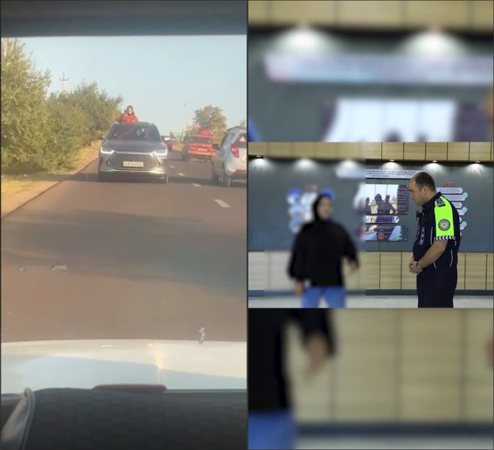 В Узбекистане оштрафовали девушку, которая высунулась из люка авто